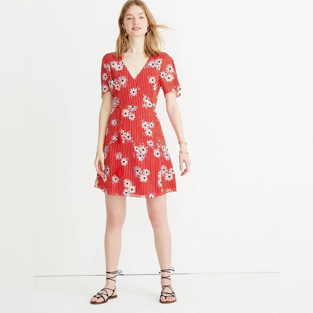 Madewell Red Floral Dress Sz 8